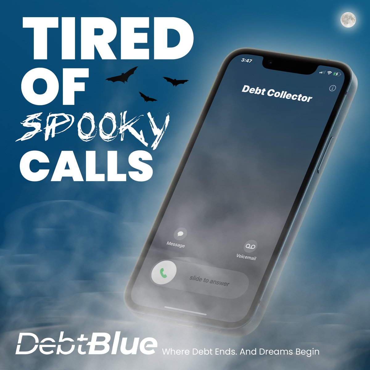 DebtBlue's tweet image. Tired of those spooky collection calls? 👻 Debt doesn’t have to haunt you forever. DebtBlue is here to help negotiate with creditors, reduce what you owe, and put you back in control. 
Call Or Click The Link In Our Bio To Get Started! 💙 #debtfreecommunity #debtfreejourney #debt…