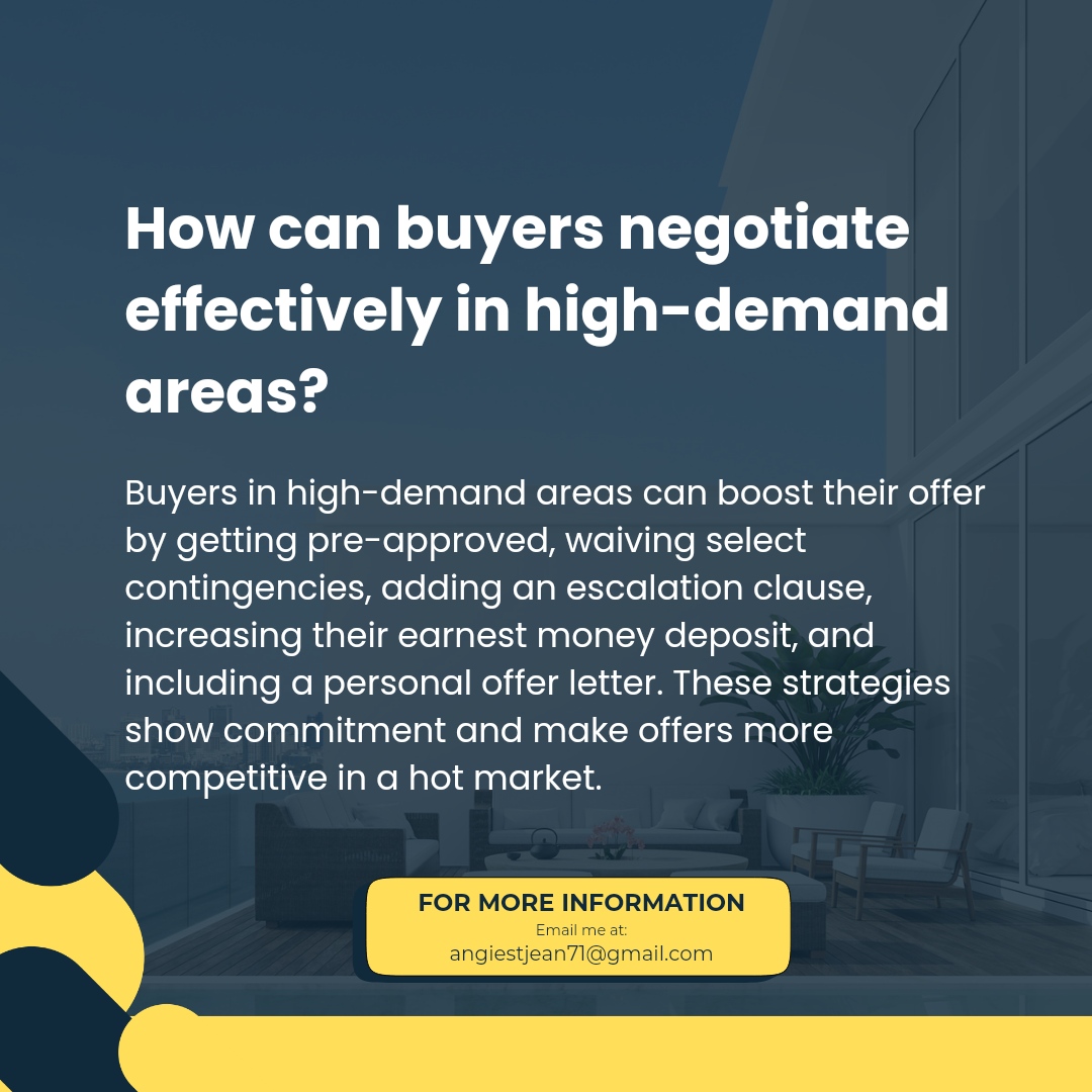 agentangie's tweet photo. In a competitive market, every edge counts! 🏡 Get pre-approved, consider waiving contingencies, add an escalation clause, &amp; boost your earnest deposit to make a strong offer. A personal letter can also make a difference. Let’s make your offer stand out! #HomeBuyingTips https://t.co/Od85TwlKAL