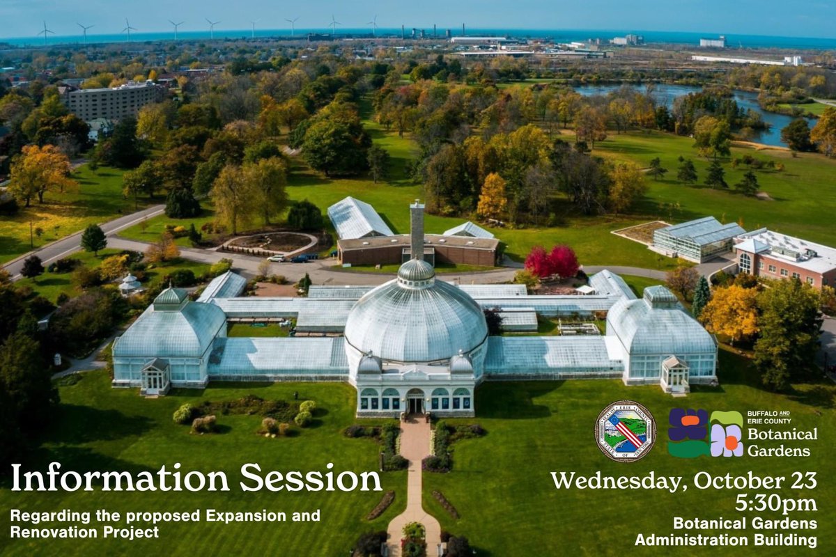 In partnership with <a href="/ErieCountyNY/">Erie County, NY</a> we will host an informational session for the community on our proposed expansion project on Wednesday, October 23 at 5:30pm in the Botanical Gardens Administration. Visit buffalogardens.com/about/our-expa… to stay up to date.