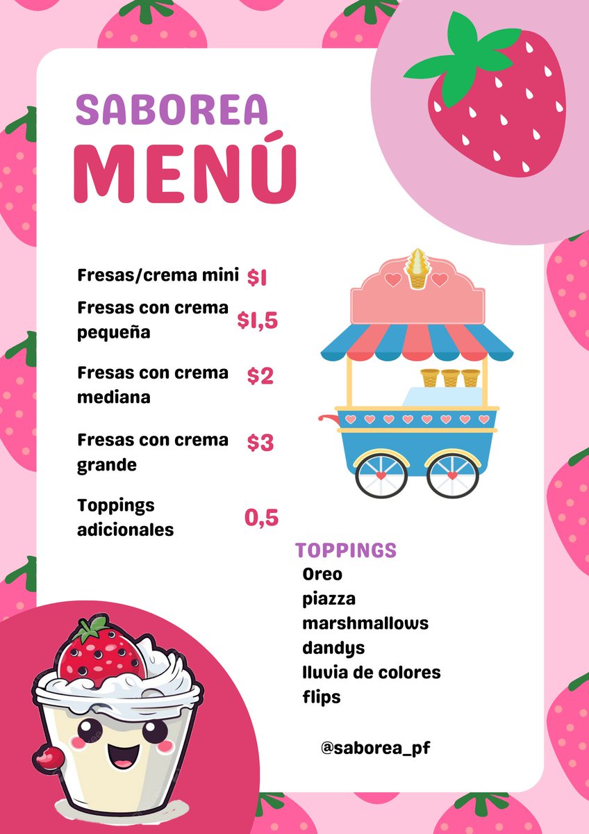 Tengan un lindo inicio de semana con una de las mejores fresas con crema de todo pf🍓✨ 
No se van a arrepentir🤩 

si no vienen, apoyenme con su rt🥰