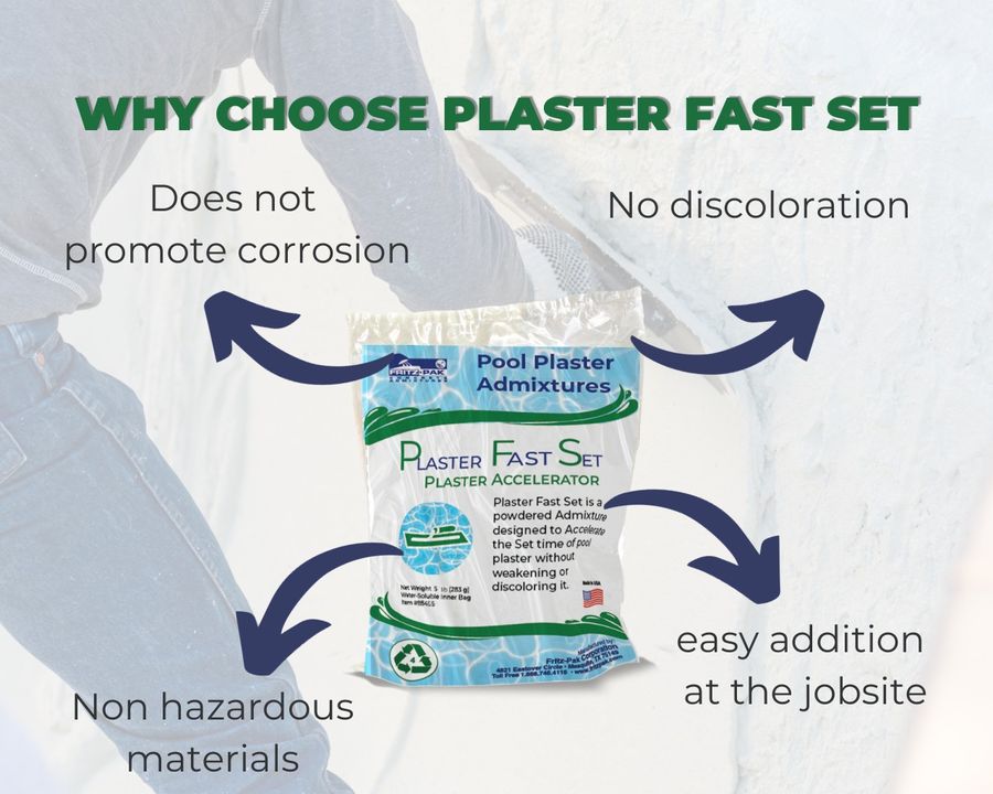fritz_pak's tweet image. Why should you choose Fritz-Pak's Plaster Fast Set? Because it speeds up the setting time of the plaster without causing discoloration.  Go online to fritzpak.com to learn more or order your case today. #poolplaster #poolbuilders #poolplastering #plasteradditives