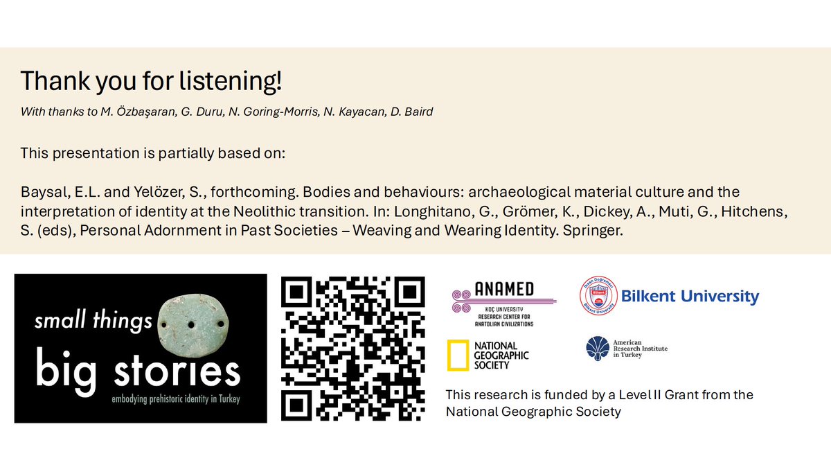 seramandalina's tweet photo. Today at the SIMEP conference organized by the @asd_csic I had the chance to present some insights from our work on Anatolian Neolithic personal ornaments &amp; identities w/ @EmmaBaysal @PreIdentity @anamed_ku 

Soon, you can read more in our forthcoming paper (inşallah) 🎉 https://t.co/fdIADqWII4
