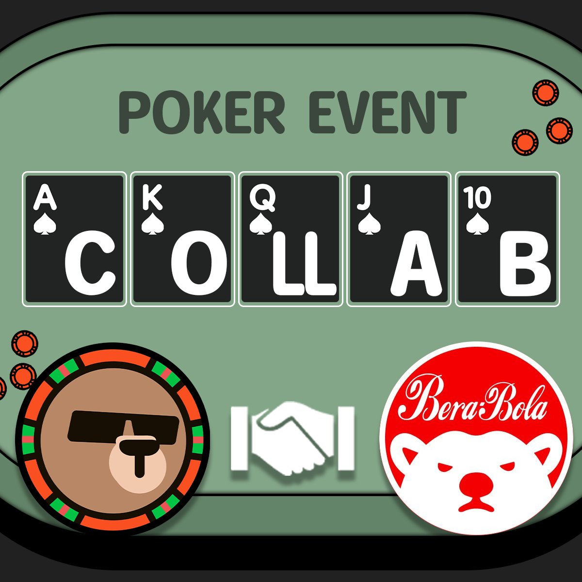 Poker Tournament with <a href="/Bera_Bola/">BeraBola 🐻‍❄️🥤</a> is coming!!

🗓️ Date: 24th October @ 12:00 UTC
🏆 Prizes: 20 bolas, 2000 $BOKER and Discord role✨
✅ Follow <a href="/berapoker_/">BeraPoker🐻❤️</a> <a href="/Bera_Bola/">BeraBola 🐻‍❄️🥤</a> , Like &amp; RT &amp; Reply, join Discord

See you at the tables! Ooga Booga🐻❤️
