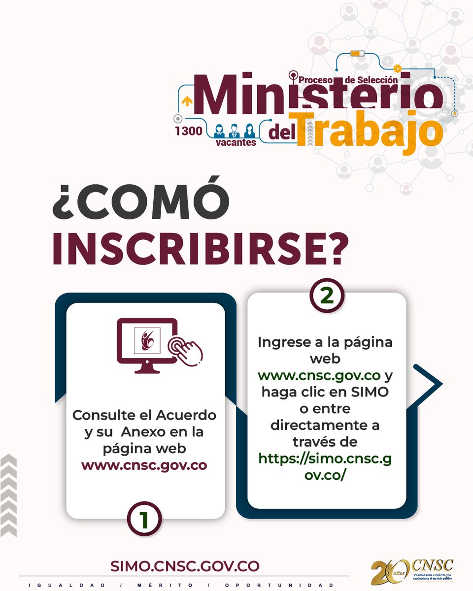 CNSCColombia's tweet photo. 📢 ¡Esta es tu gran oportunidad para ingresar como servidor público al Ministerio de Trabajo! 
🧵Hilo 1/5 https://t.co/HtpyZbeoPL