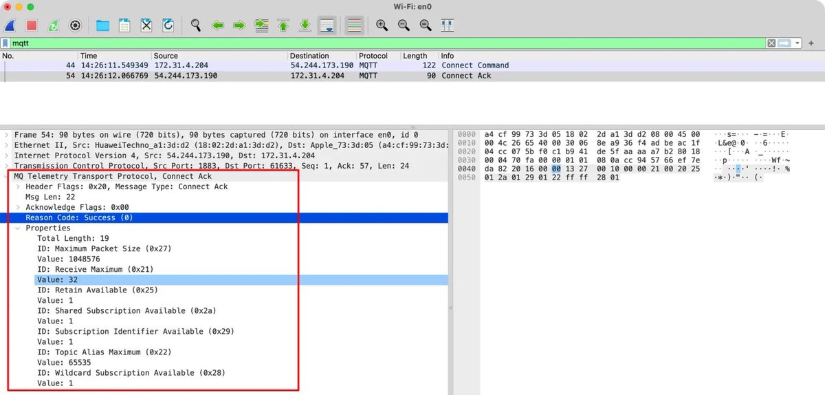 EMQTech's tweet photo. MQTT messages are transmitted as binary data over networks. This format is efficient but unreadable in raw form. #Wireshark, an open-source packet analyzer, can decode MQTT data.

👉 Learn how to use Wireshark and #MQTT data: https://t.co/VkZscGhaE2

#EMQX https://t.co/s0mcFZr8aX