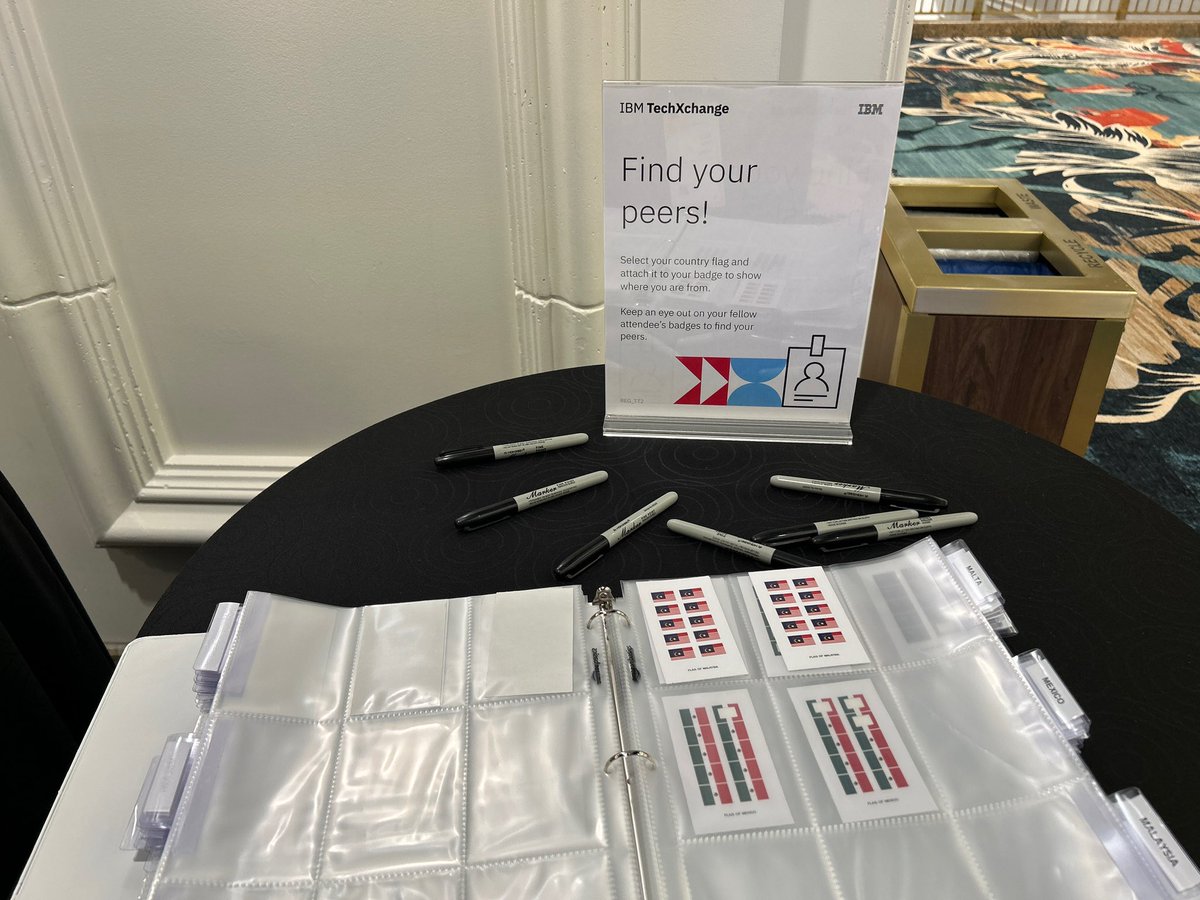 taiponrock's tweet image. I'm in #IBM #TechXchange 2024!
Now registered and grabbed the swags 😉
It's unique idea putting the own country's sticker on the badge for recognition!