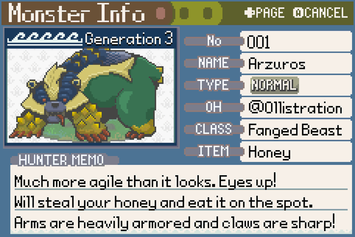 ollistration's tweet photo. Next entry into the #MonsterDex is Arzuros! The lovable bear with an enormous appetite and a one track mind! Beware as he stocks the Moga Woods at night! More #MonsterHunter and MH3U art and ecology coming this week! https://t.co/BZh2ZimV1O