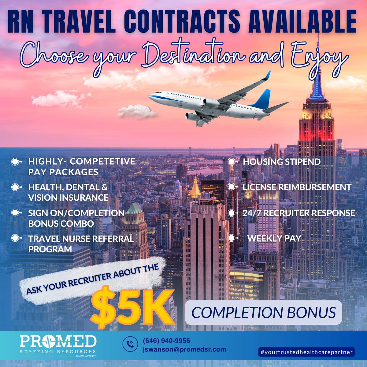 promed_staffing's tweet image. #registerednurses, are you looking for your next #travelassignment or #localopportunity? Call Jessica at (646) 940-9956 and let's set you on the path to #adventure.

#travelnurse #nurse #rn #hiring #nurselife #travelnursejobs #travelrnjobs #workandtravel #ontheroad #promedsr
