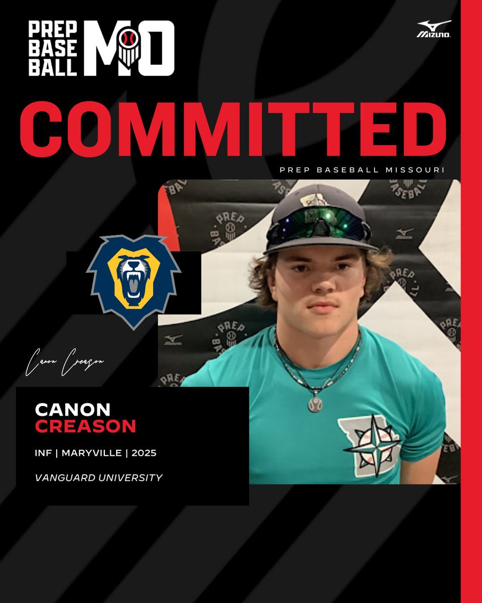 PrepBaseballMO's tweet photo. INF Canon Creason (Maryville, 2025) commits to Vanguard University

👤: https://t.co/pt8j4kvpSR

@CanonCreason | @Baseball_Hounds | @VULions https://t.co/LOSwpWcjCC