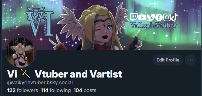 Hello! I am on 🦋 ! I have all my vtuber activities and art on one account but there is an art feed you can follow if you're interested! 

I've been having a great time over there, everyone is very positive and there is a lot of art in my timeline!-