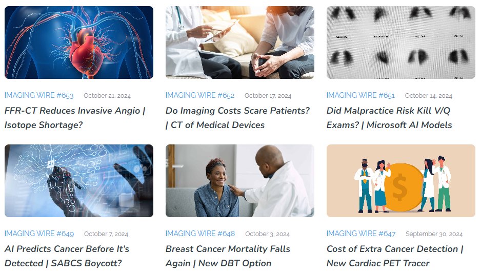 Imaging Wire 653 is live! Top stories this edition: 

- FFR-CT Reduces Invasive Angiography Rates
- Isotope Shortage Looms
- Chest X-Ray AI Detects Race
- Synthetic Data Trains AI

Read more at buff.ly/3NAcwok.