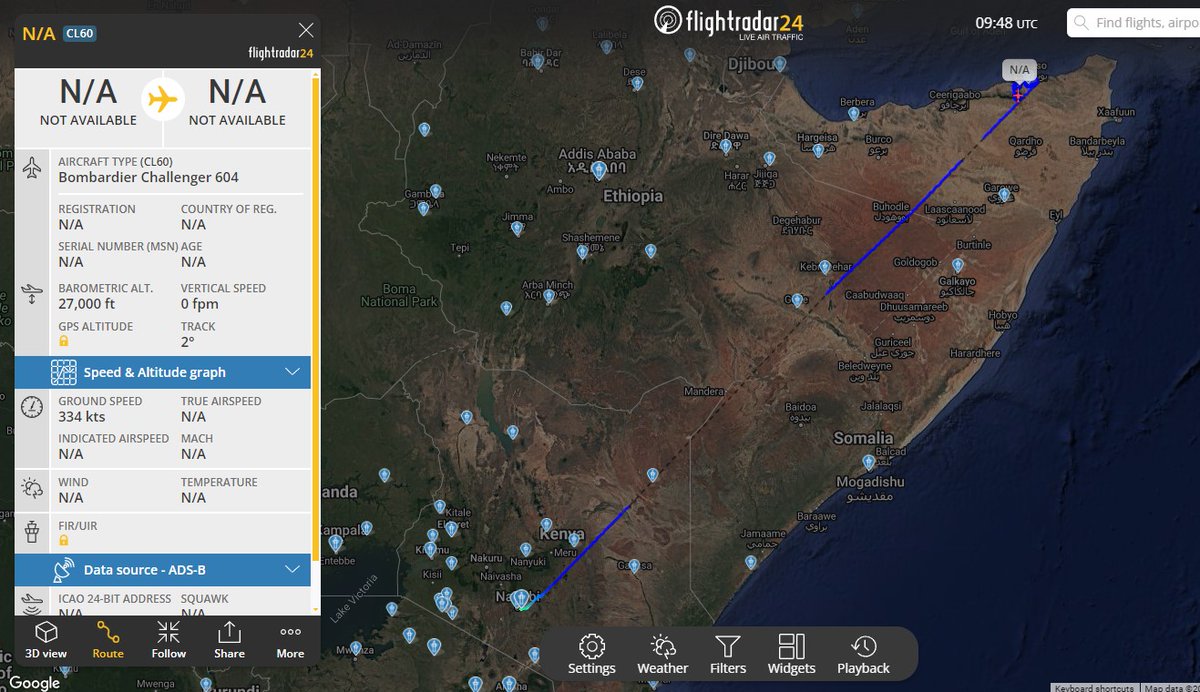 Laurent_Le_Bloa's tweet photo. US contractor C604 #N9191 fm #Nairobi ISR mission over #Bosaso #Puntland & #Galgala mountains
@WAAT_Band @Abdi678 @Somaliland31 @WILDRSL https://t.co/Pn2JetXtrB