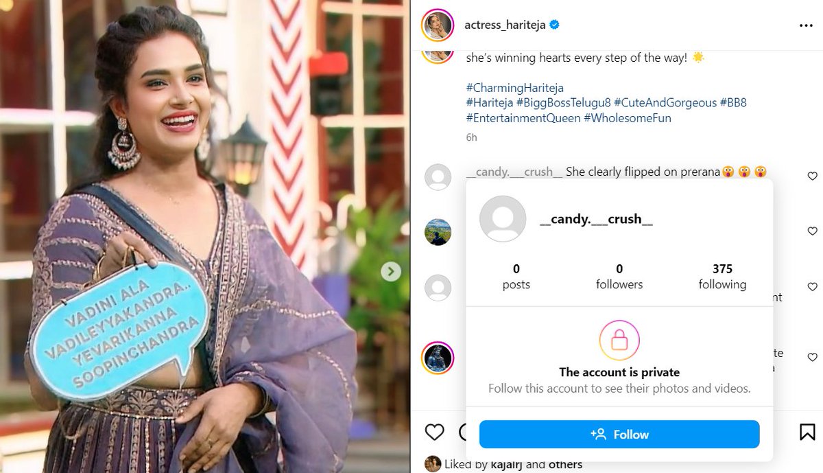 unrelateddawn's tweet image. #Hariteja post lo negative comments chestunna #Prerna bot  fandom.
Prerna Pr ki 🙏
#BiggBossTelugu8