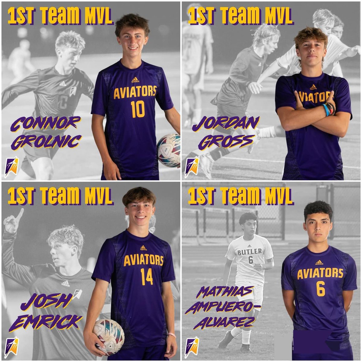 Congratulations to these 7 Vandalia Butler HS Boys that were selected 1st Team, 2nd Team and Honorable Mention - MVL, All Miami Valley League Teams! 🏆💜✈️💛
#weareaviators