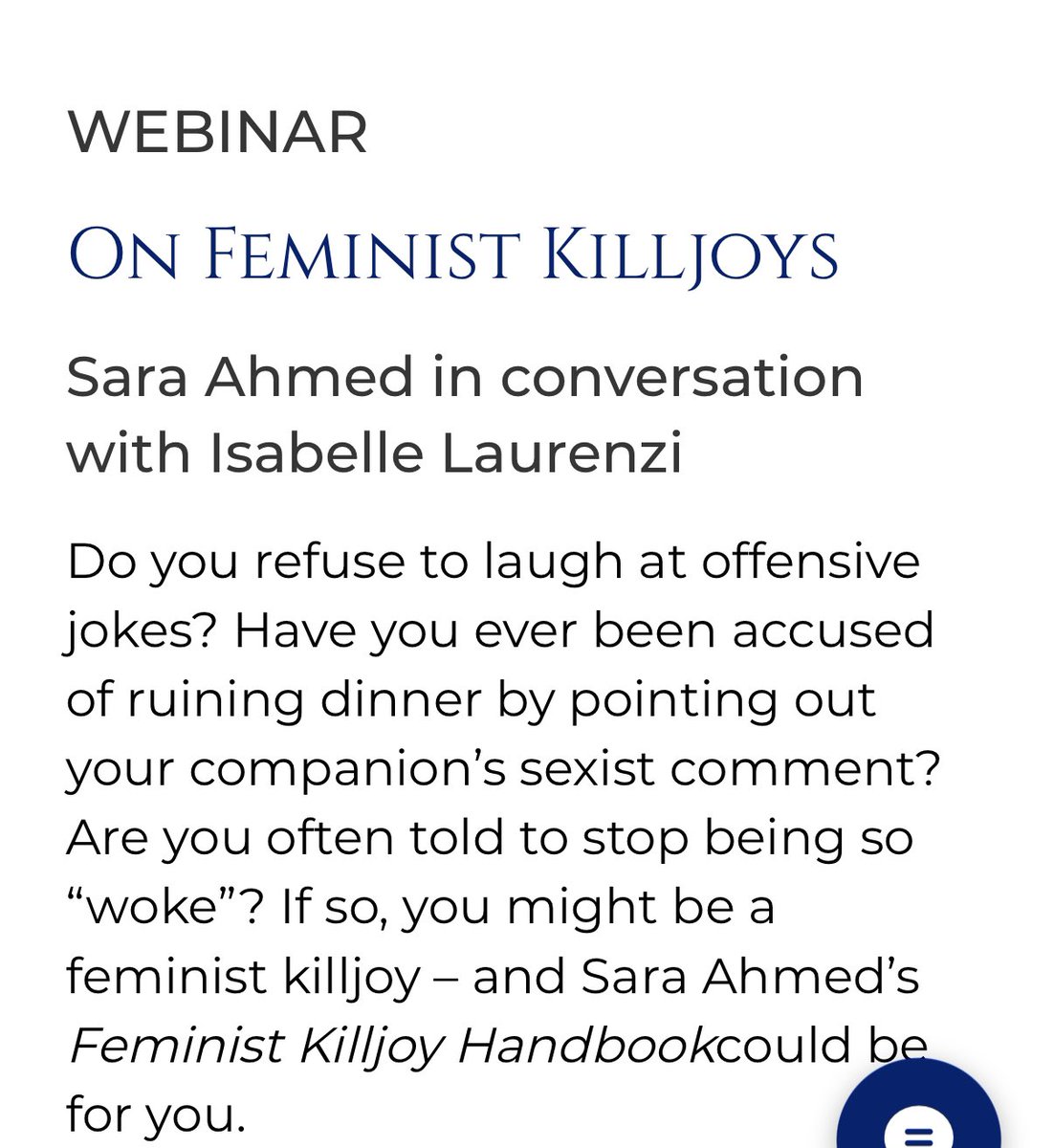 ellieanderphd's tweet image. Today at 11 am PT/2 pm ET, a @philosopher1923 event with *Sara Ahmed* !