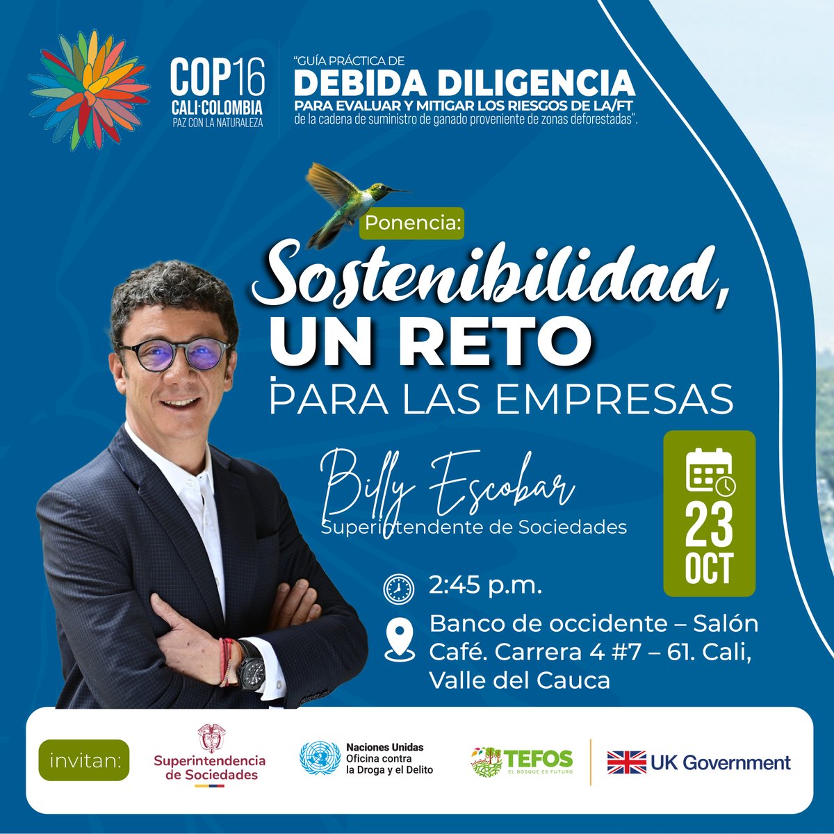 SSociedades's tweet photo. 🍃Como parte de nuestro rol pedagógico nos unimos a la agenda académica de la #COP16Colombia junto a @UNODCROCOL para orientar sobre los procesos de Debida Diligencia y mitigación de riesgos de LA/FT. 

🗓️Miércoles 23 de octubre 
⌚️ 2:45 p.m.  Inscríbete⤵️
https://t.co/oJmou3nACq https://t.co/JYINCuF4Pk
