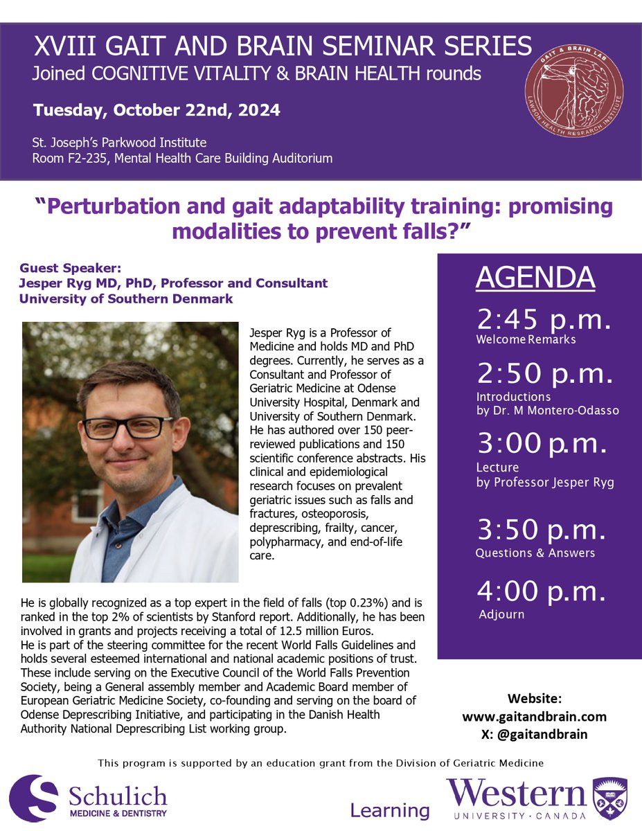 Dr. Montero-Odasso (@gaitandbrain) on Twitter photo Tomorrow is the day!! Don’t forget to join us @ 2:45pm EST, at the Parkwood Mental Health Care Building Auditorium with international guest speaker, <a href="/JesperRyg/">Jesper Ryg</a>! #SchulichMedDent <a href="/ParkwoodInstRes/">Parkwood Institute Research</a>
<a href="/stjosephslondon/">St. Joseph's Health Care London</a> <a href="/SchulichMedDent/">Schulich WesternU</a> @lawsonresearch Tomorrow is the day!! Don’t forget to join us @ 2:45pm EST, at the Parkwood Mental Health Care Building Auditorium with international guest speaker, <a href="/JesperRyg/">Jesper Ryg</a>! #SchulichMedDent <a href="/ParkwoodInstRes/">Parkwood Institute Research</a>
<a href="/stjosephslondon/">St. Joseph's Health Care London</a> <a href="/SchulichMedDent/">Schulich WesternU</a> @lawsonresearch