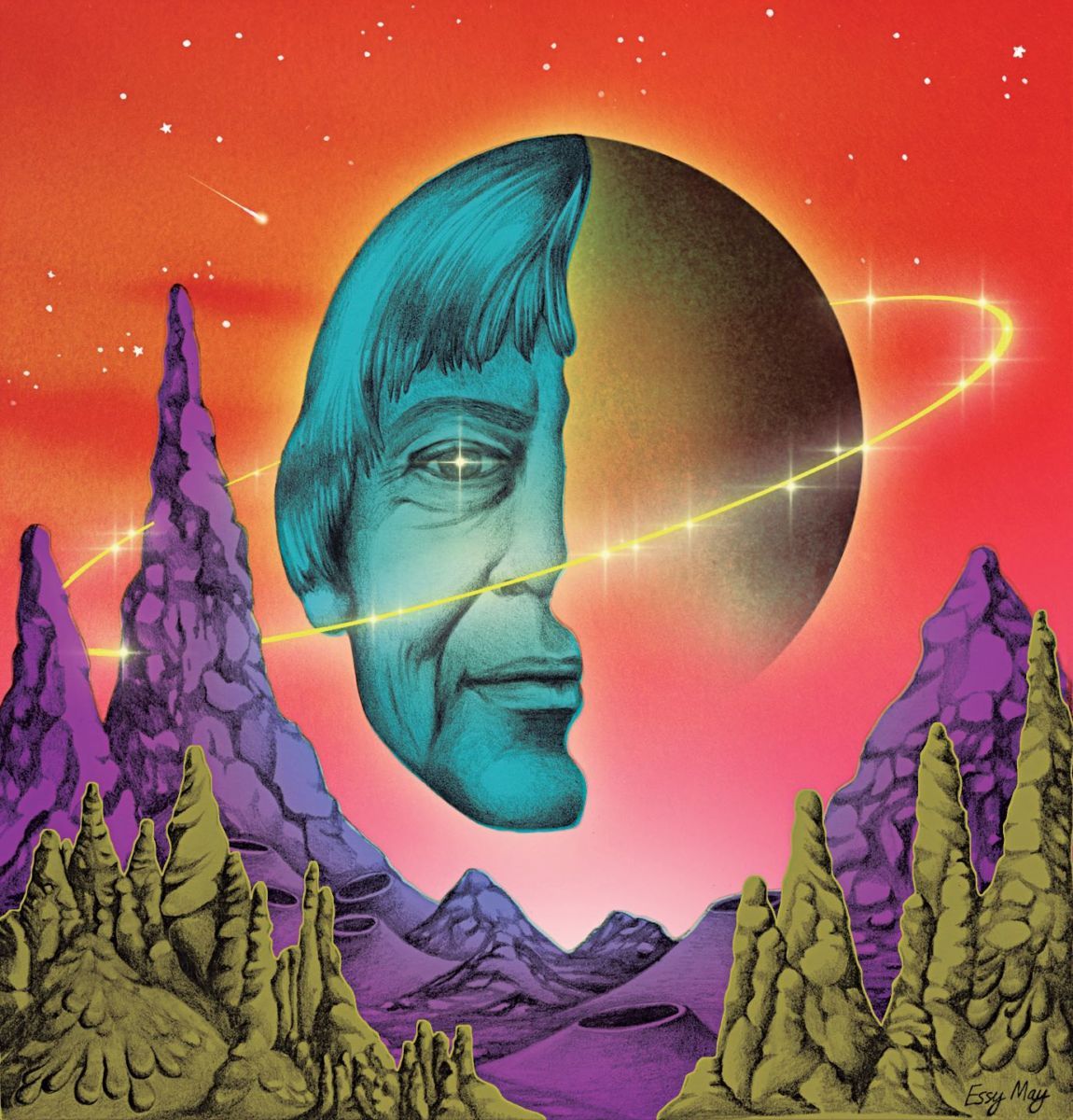 afrocosmist's tweet photo. happy birthday to one of my favorite writers, Ursula K. Le Guin. here's some cover art for her novels &amp; an illustration of Ursula herself https://t.co/CTF0cD8OBp