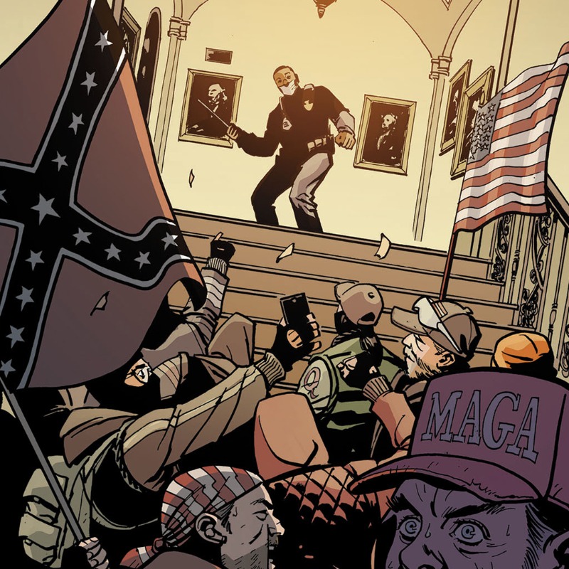 onesixcomics's tweet photo. January 6 is part of our history, and it's essential for teens to learn about it. 1/6: The Graphic Novel is an entertaining and educational resource that helps young Americans understand the insurrection.