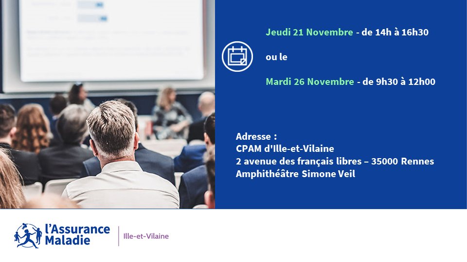 #Employeurs : 2 moments dédiés aux employeurs à Rennes. Au programme : prévention de la désinsertion professionnelle, compte entreprise, etc.
Inscrivez-vous : le 21 novembre de 14h à 16h30 bit.ly/4eQL5Cm
Ou le 26 novembre de 9h30 à 12h00
bit.ly/48h15eC