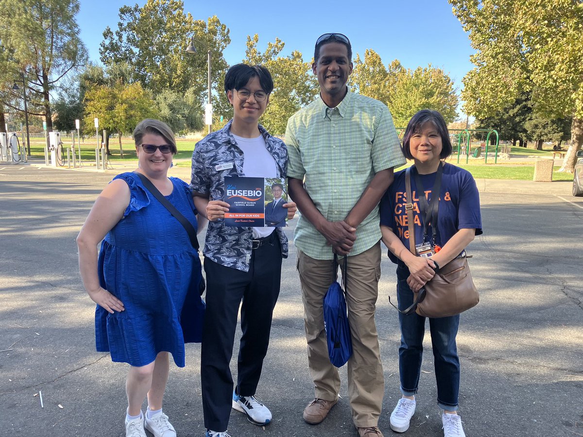 KaiEusebio's tweet photo. Shoutout to the amazing volunteers and teachers in the Fairfield-Suisun area for your dedication and hard work in supporting our schools and students! 

Want to make a difference? Join Team Kai and help us create positive change on our school board! #MadeinFSUSD https://t.co/hpIoGKeklA