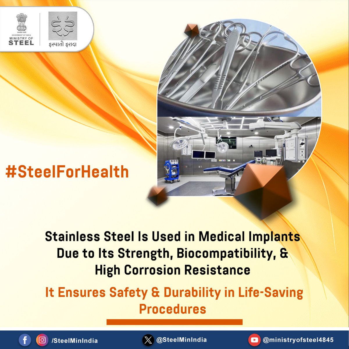 SteelMinIndia's tweet image. Why Choose #StainlessSteel for Medical Implants? Its Unique Properties Make It Strong, Biocompatible, and Corrosion-Resistant, Making It Perfect for Healthcare Innovations! 🏥🔬

#HealthcareMaterials #StrongAndSafe #ImplantMaterials #SurgicalSolutions #SteelForHealth