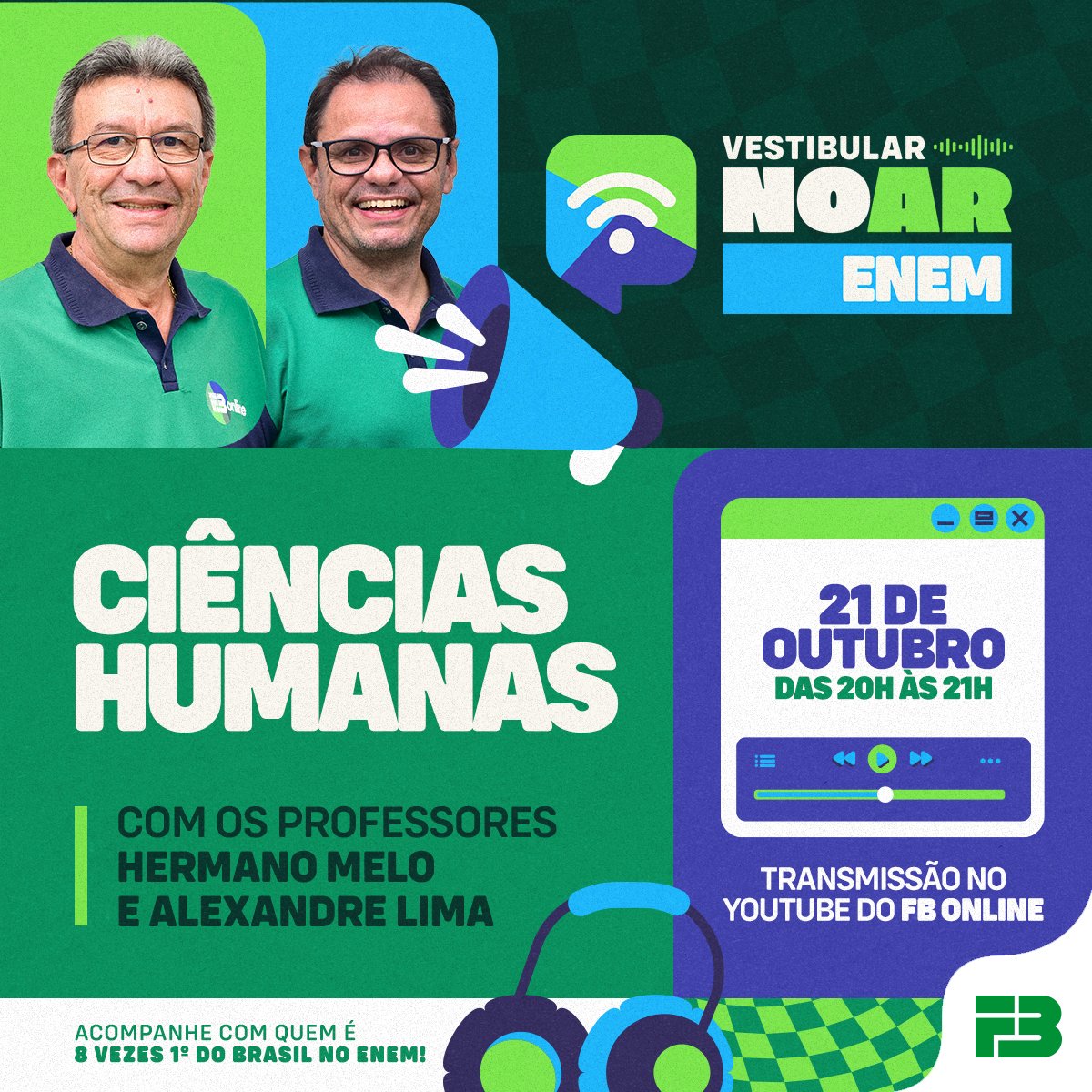 fariasbrito's tweet photo. Vestibular no Ar está de volta! Acompanhe aulas e resoluções de exercícios focados no Enem, transmitidas ao vivo pelo YouTube do FB Online.
Hoje, junte-se aos professores Hermano Melo e Alexandre Lima em uma revisão online e gratuita!
Acesse: https://t.co/wxacERhbET https://t.co/dWao8PF4Re