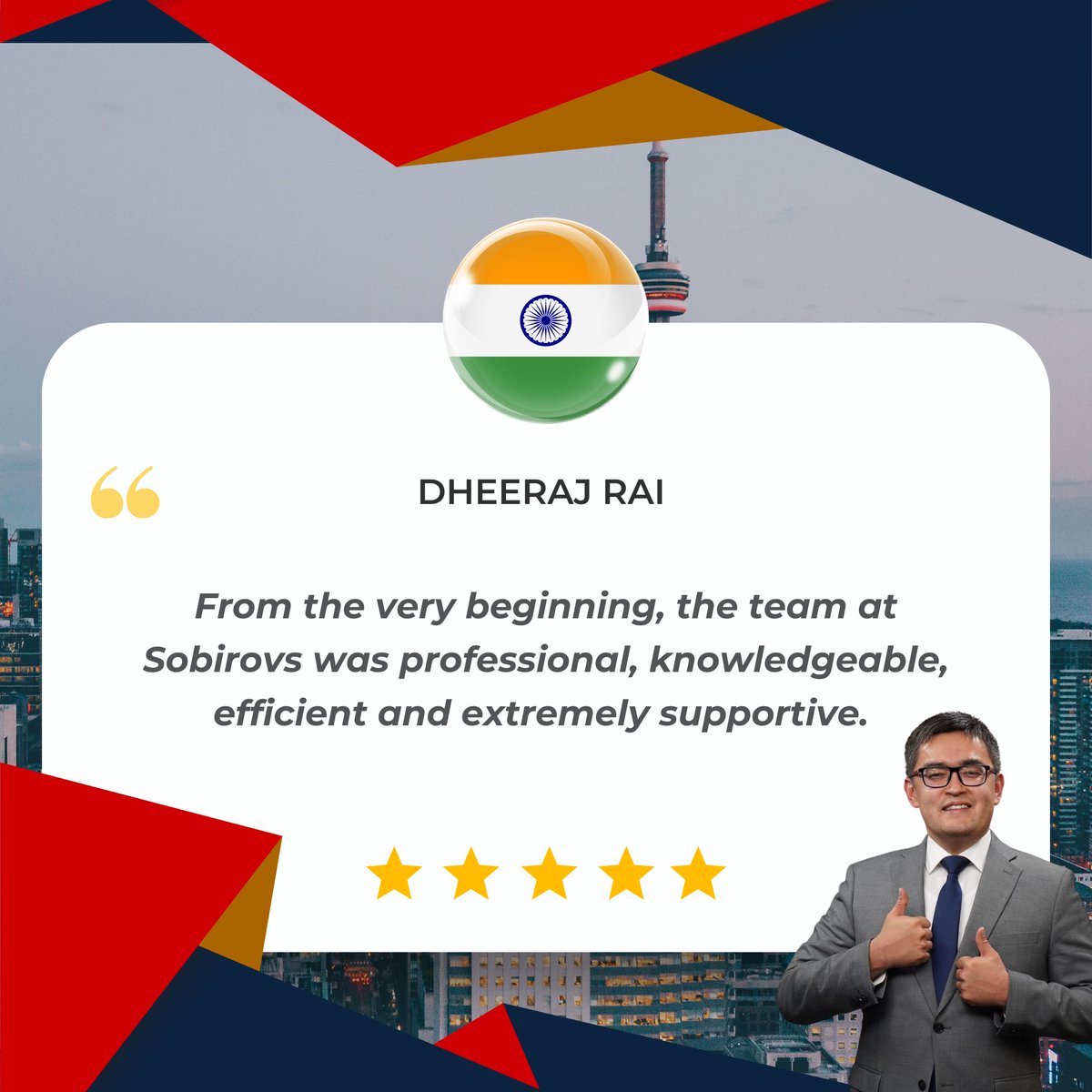 🎉 Client Testimonial Highlight 🎉

🙏 We are honored to have been part of Nirvana Interactive’s journey!

✨ Thank you, Dheeraj, for your trust and kind words!

#ClientTestimonial #ImmigrationExperts #BusinessImmigration <a href="/RakhmadSobirov/">Rakhmad Sobirov</a>