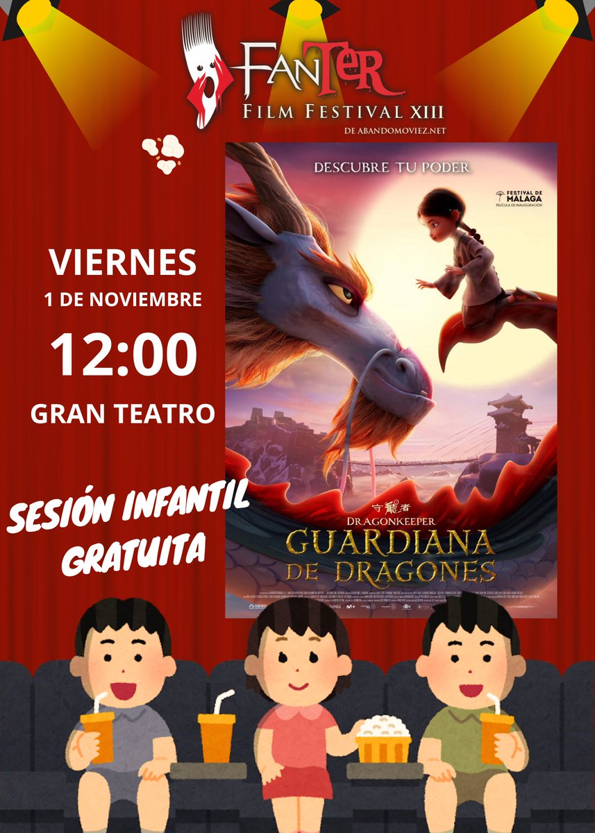 🎬 ¡El Fanter Film Festival también es para los peques! Este 1 de noviembre a las 12:00, sesión infantil gratuita con “Guardiana de Dragones” 🐉. ¡Palomitas y agua de regalo! 🍿💧 #Fanter2024 #CineParaNiños #GranTeatroDeCáceres <a href="/GranTeatro_Cc/">Gran Teatro Cáceres</a>