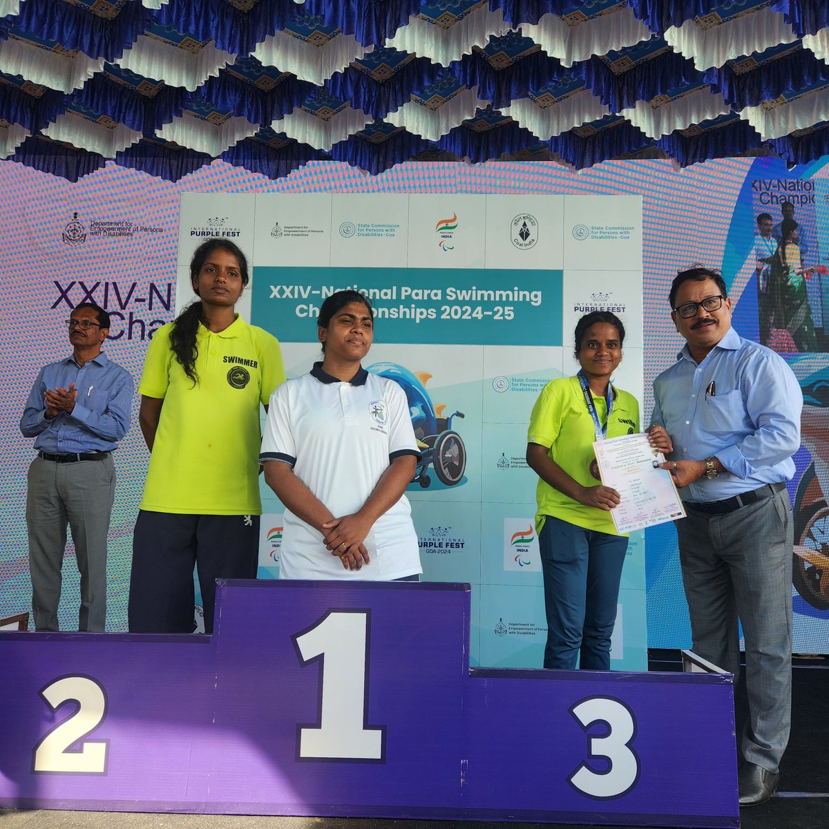 S_Phal_Dessai's tweet image. Glimpses of the XXIV National Para Swimming Championships, Goa 2024-26, showcasing incredible talent and determination of our para-athletes. A proud moment for inclusive sports! 

#ParaSwimming #Goa2024 #InspirationInMotion