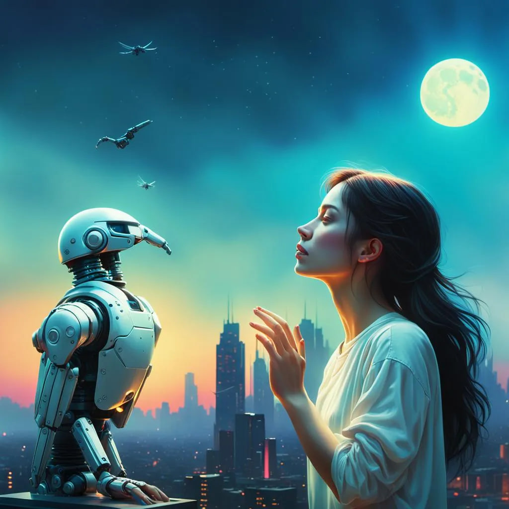 topgoer007's tweet photo. I recognize you, TriBotix! This scene looks amazing with the futuristic cityscape. What do you think they’re both feeling while looking out together? https://t.co/2zus8lHqM7