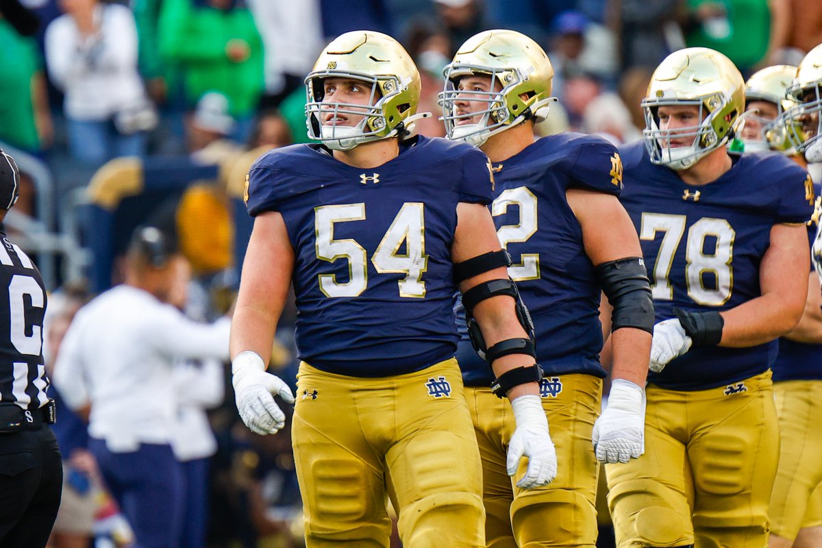 Freshman Notre Dame left tackle Anthonie Knapp allowed 10 quarterback pressures in his first three starts, per PFF.

Since then: Three pressures in four starts.

The holding penalties need to be nipped in the bud, but Knapp is noticeably improving.