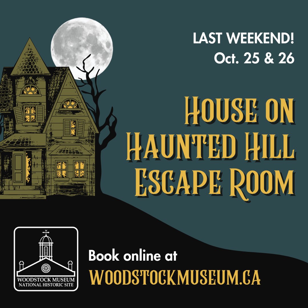 👻 It's the last weekend for our House on Haunted Hill Escape Room! There are still a few time slots left on Friday, Oct. 25 and Saturday, Oct. 26. Book online at bit.ly/4hapFlg