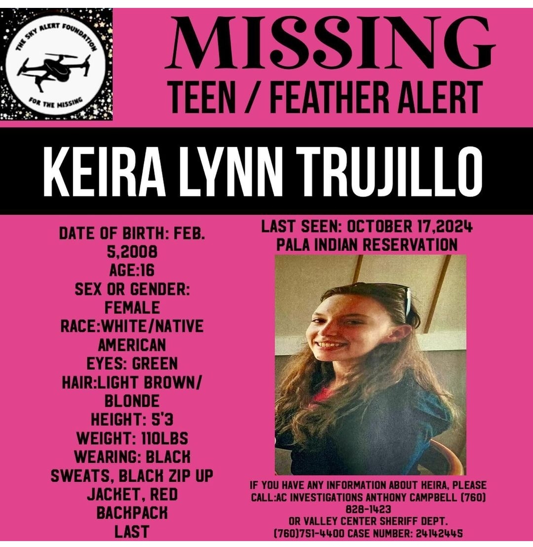 KatKatButterfly's tweet image. #KeiraLynnTrujillo #FeatherAlert #Missing #MissingTeen #PalaIndianReservation