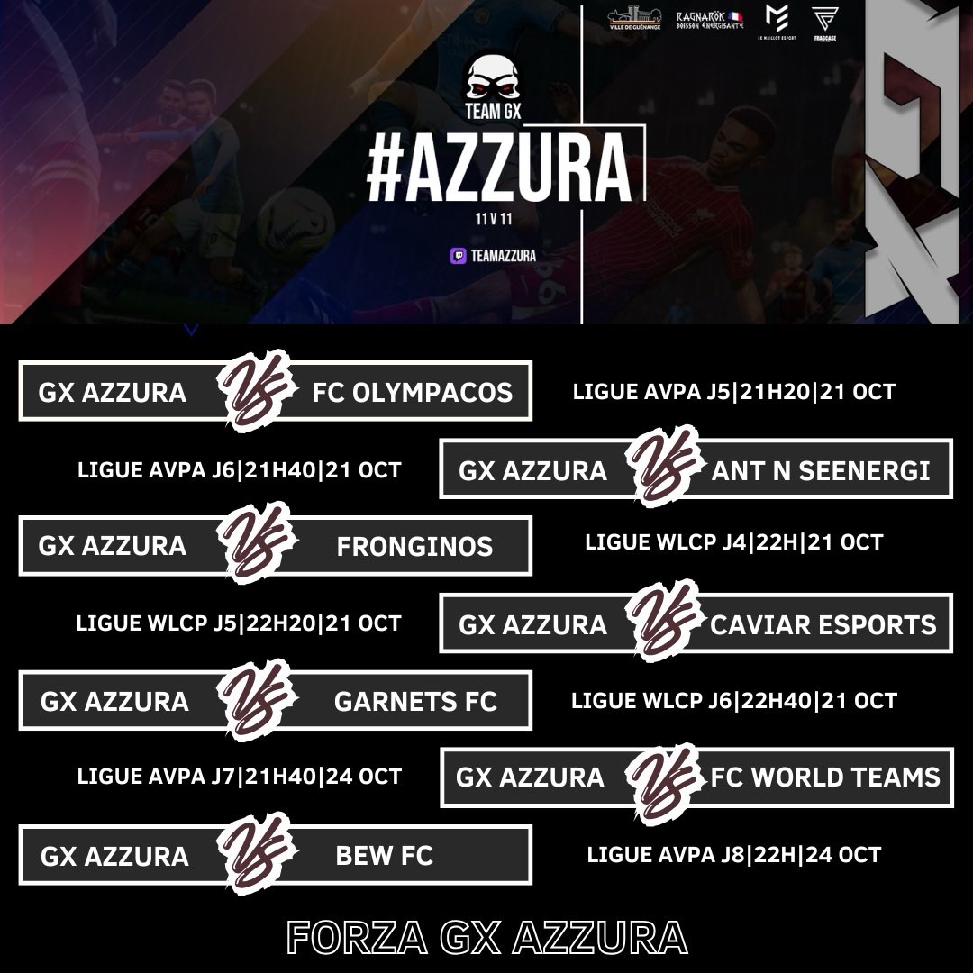 TeamGx_GG's tweet photo. Match DAY !

Retrouvez nos @GXAZZURA dès ce soir pour leurs matchs de ligue @AVPAFR et @WLCP7 ⚽️

RDV 21h20 face à @FOlympiacos en ligue @AVPAFR 🔥

#ForzaAzzura #GxArmy☠️ https://t.co/WSKTThwM29