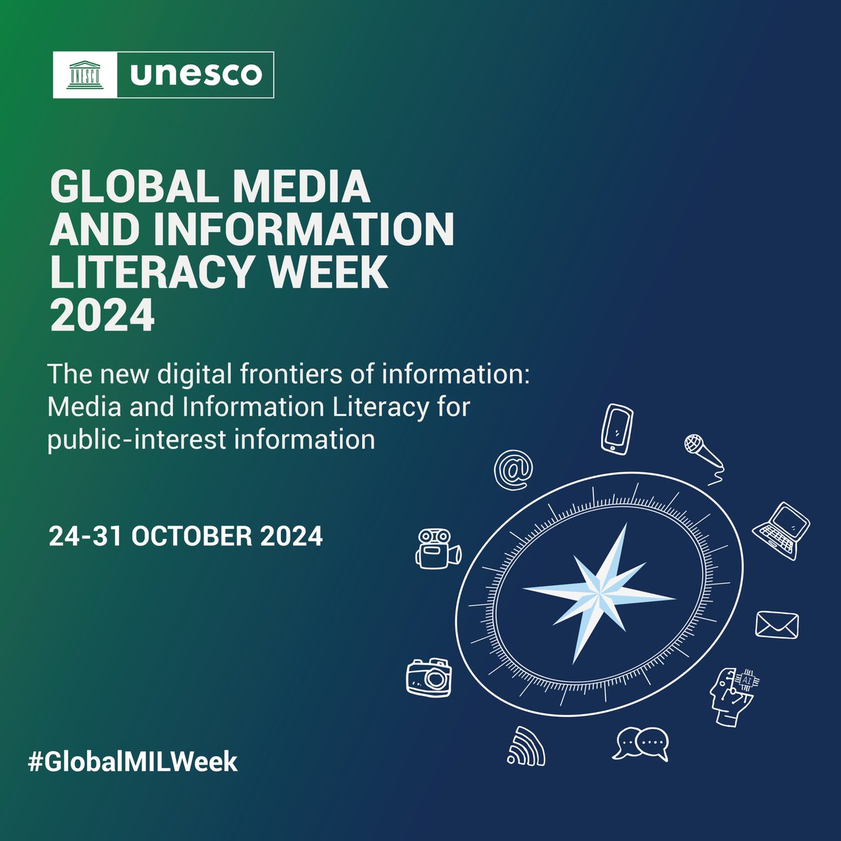 Get ready to celebrate #GlobalMILWeek 2024✨

✅️Discover events around the 🌍
bit.ly/3A6lnuF

✅ Watch the conference in #Amman🇯🇴
bit.ly/4cCZFvm

✅ Stay tuned for exciting announcements🤫bit.ly/4dNQkCD

Together let's promote #MediaAndInfoLiteracy 🤝