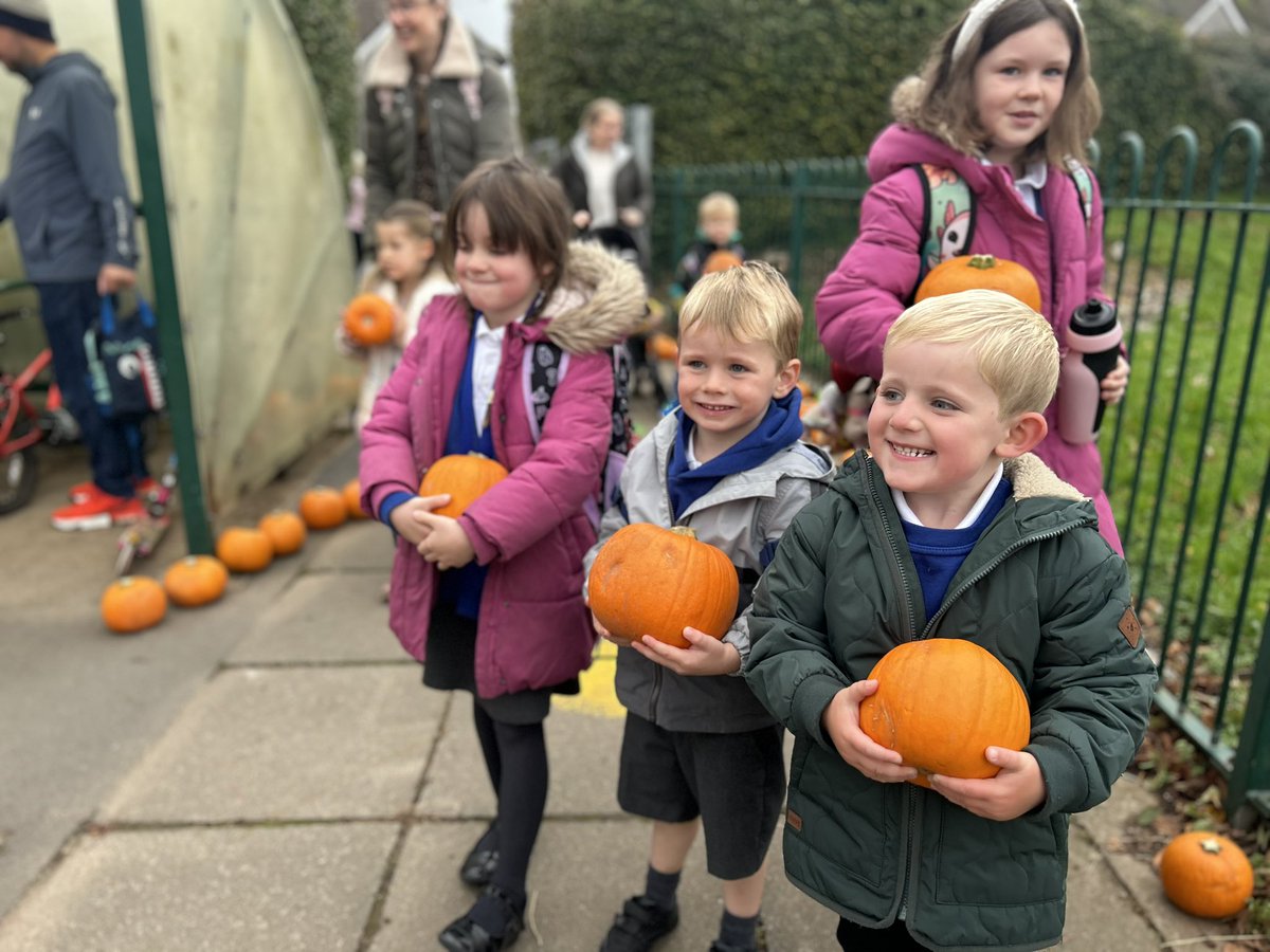 LlanFachPrm's tweet photo. The Llanishen Fach pumpkin patch was open for business this morning! Huge thanks to @VegCarter for supplying them for us 🎃🎃 https://t.co/JVp1IJlFyp