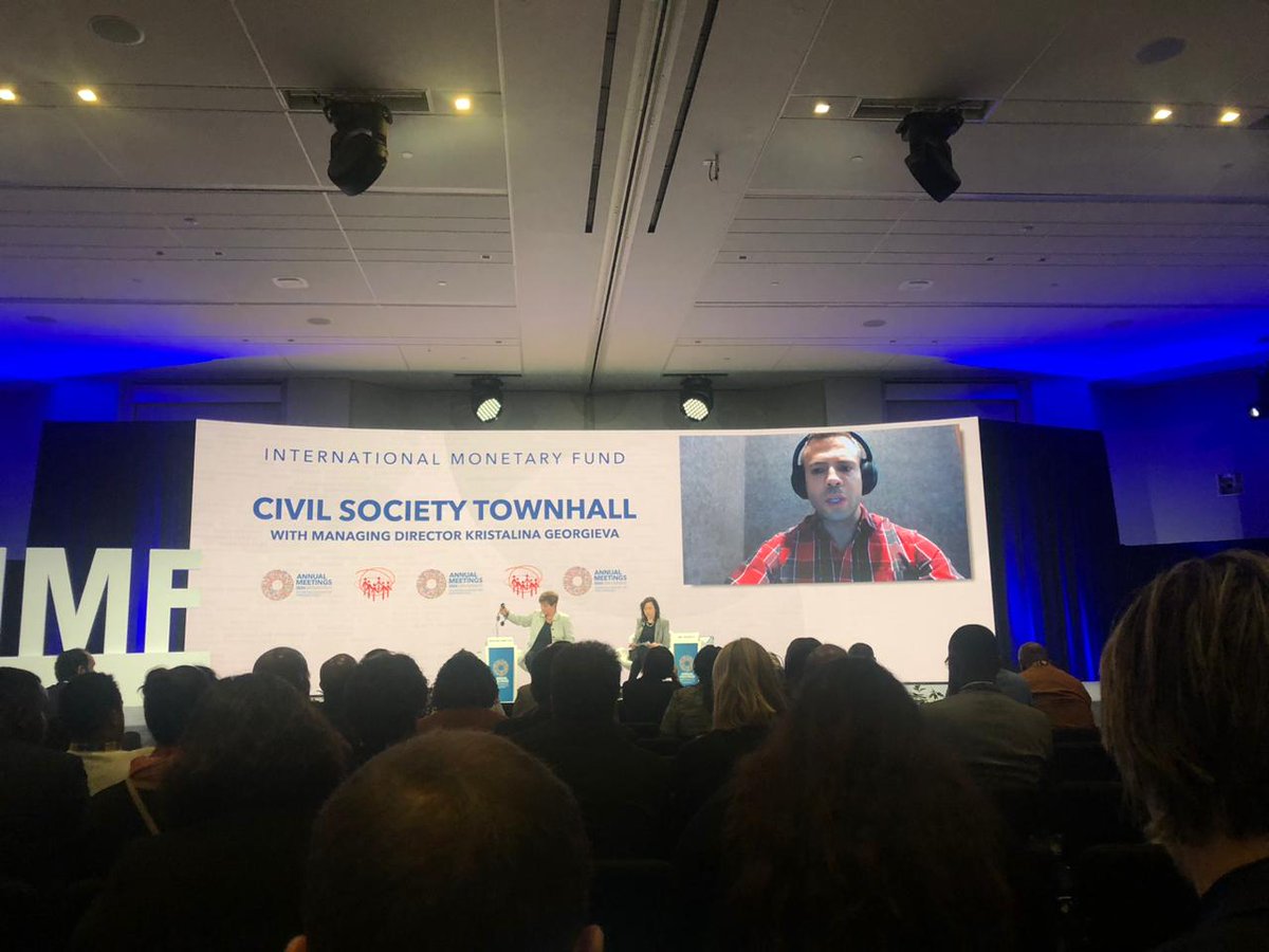 MenaFem's tweet photo. Publish WhatYouPay @PWYPtweets Mena Pierre Saade
at #AM2024 with @KGeorgieva townhall with civil society asking about #Debt in relation to #EnergyJustTransition in Mena @IMF https://t.co/RUb1dPmUbl