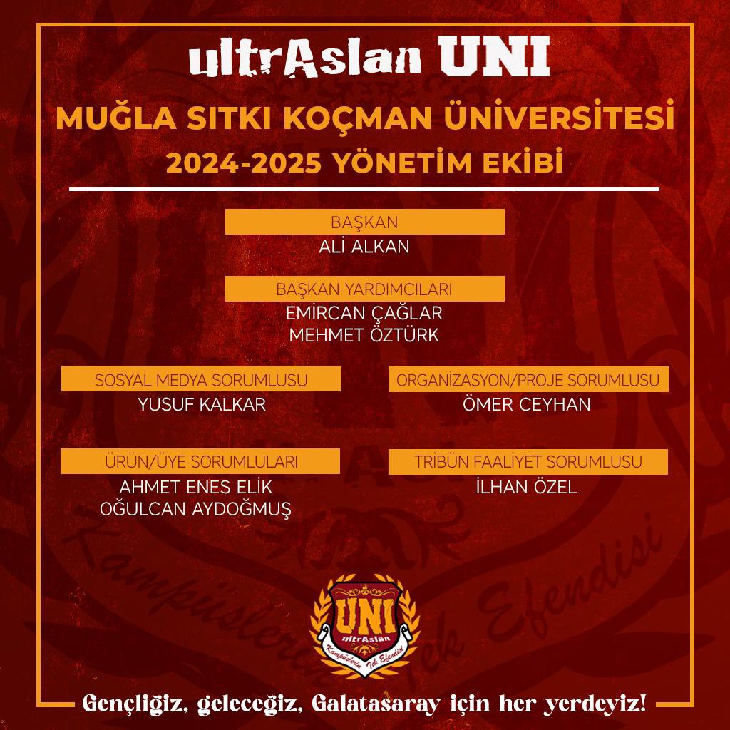 uAUNIMugla's tweet photo. ultrAslan UNI Muğla Sıtkı Koçman Üniversitesi 2024-2025 yönetim kurulumuz belirlenmiştir.

Bu vesileyle geçmiş dönemlerde görev yapmış kardeşlerimize teşekkür eder, yeni dönemde görev yapacak kardeşlerimize başarılar dileriz.

#ultrAslanUNI
#uAUNIMuğla https://t.co/p2IsnyMhGj