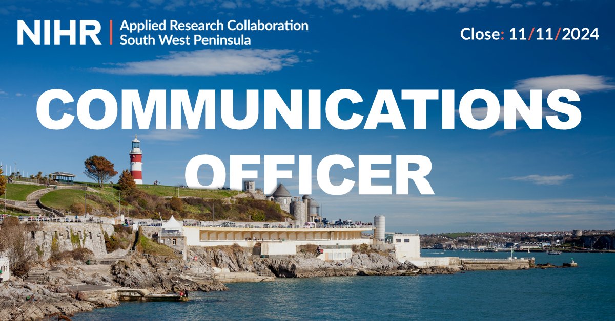 We're delighted to share an exciting opportunity to join our team as Communications Officer! Help share (and enable) health &amp; care improvement across the #SouthWest &amp; beyond!

Close: 11/11/24
Salary: £34,866-£37,999 (pro rata)
#Plymouth
Full/Part-time

 👉 tinyurl.com/54j6mudw