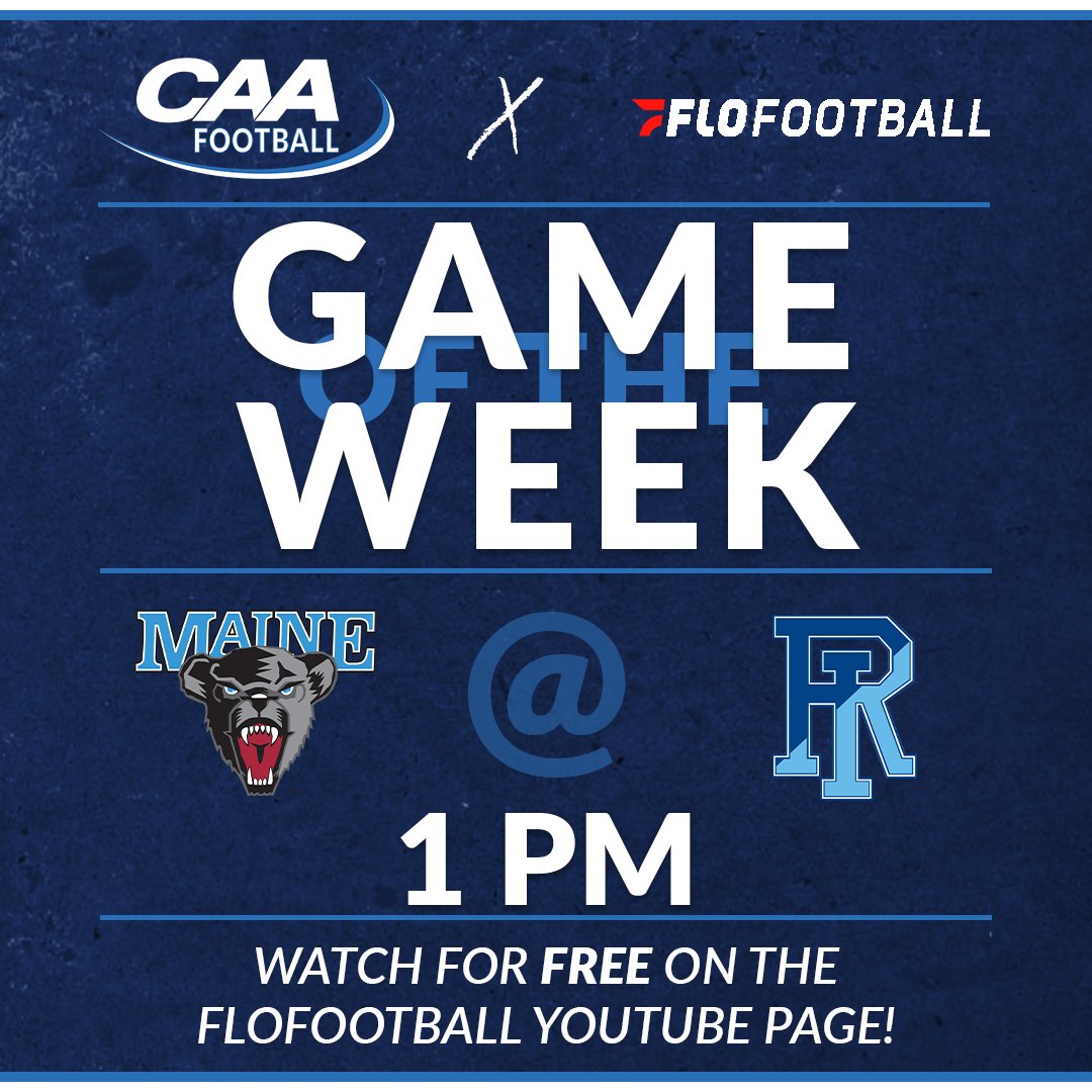 CAAFootball's tweet photo. It's Homecoming in Kingston... and it's FREE on the @FloFootball YouTube.

Tune in for @BlackBearsFB and @RhodyFootball at 1 PM! 

📺 https://t.co/Ojm4hawjsz 

The game is also on the FloCollege platform and @abc6 (MeTV-6.5) in R.I. and Southeastern Mass.

#CAAFB https://t.co/ncBSwT3IlR