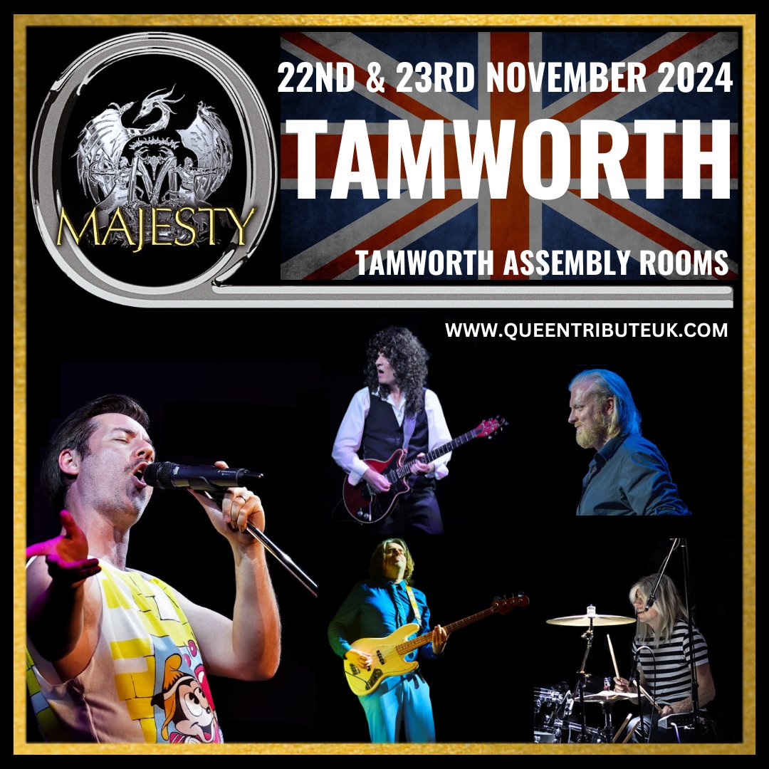 Majesty The Band (@ukqueentribute) on Twitter photo 👑 🎸Majesty Live in #Tamworth 🎸 👑
A reminder - we will be performing two shows from <a href="/Sweeney_ENTs/">Sweeney Entertainments</a> break free tour at <a href="/TAssemblyRooms/">Tamworth Assembly Rooms</a> on the 22nd and 23rd November.
Tickets - queentributeuk.com/tour
#TamworthAssemblyRooms #SweeneyEntertainments #BreakFreeTour #Majesty 👑 🎸Majesty Live in #Tamworth 🎸 👑
A reminder - we will be performing two shows from <a href="/Sweeney_ENTs/">Sweeney Entertainments</a> break free tour at <a href="/TAssemblyRooms/">Tamworth Assembly Rooms</a> on the 22nd and 23rd November.
Tickets - queentributeuk.com/tour
#TamworthAssemblyRooms #SweeneyEntertainments #BreakFreeTour #Majesty