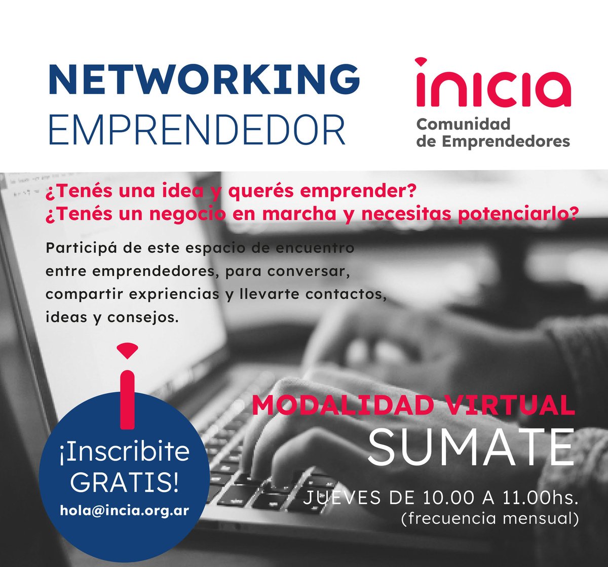 👩🏽‍💻¡Llega el último encuentro del año de nuestro NETWORKING EMPRENDEDOR! 

Un encuentro virtual y gratuito para conectar con pares, conversar, compartir experiencias y llevarte ideas y consejos.

📌 Jueves 31 de octubre de 10 a 11hs
👉🏽 Anotate: bit.ly/3YwttGf