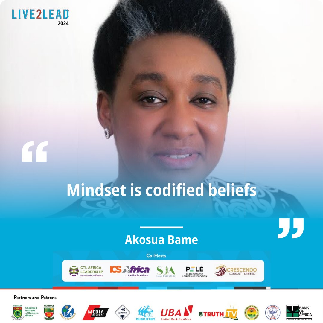 Live2Lead_Gh's tweet photo. "Mindset is codified beliefs". - Akosua Bame

#live2leadghana #Live2lead #mindset #Leadership #leadershipmindset https://t.co/2hEwqGWi5o