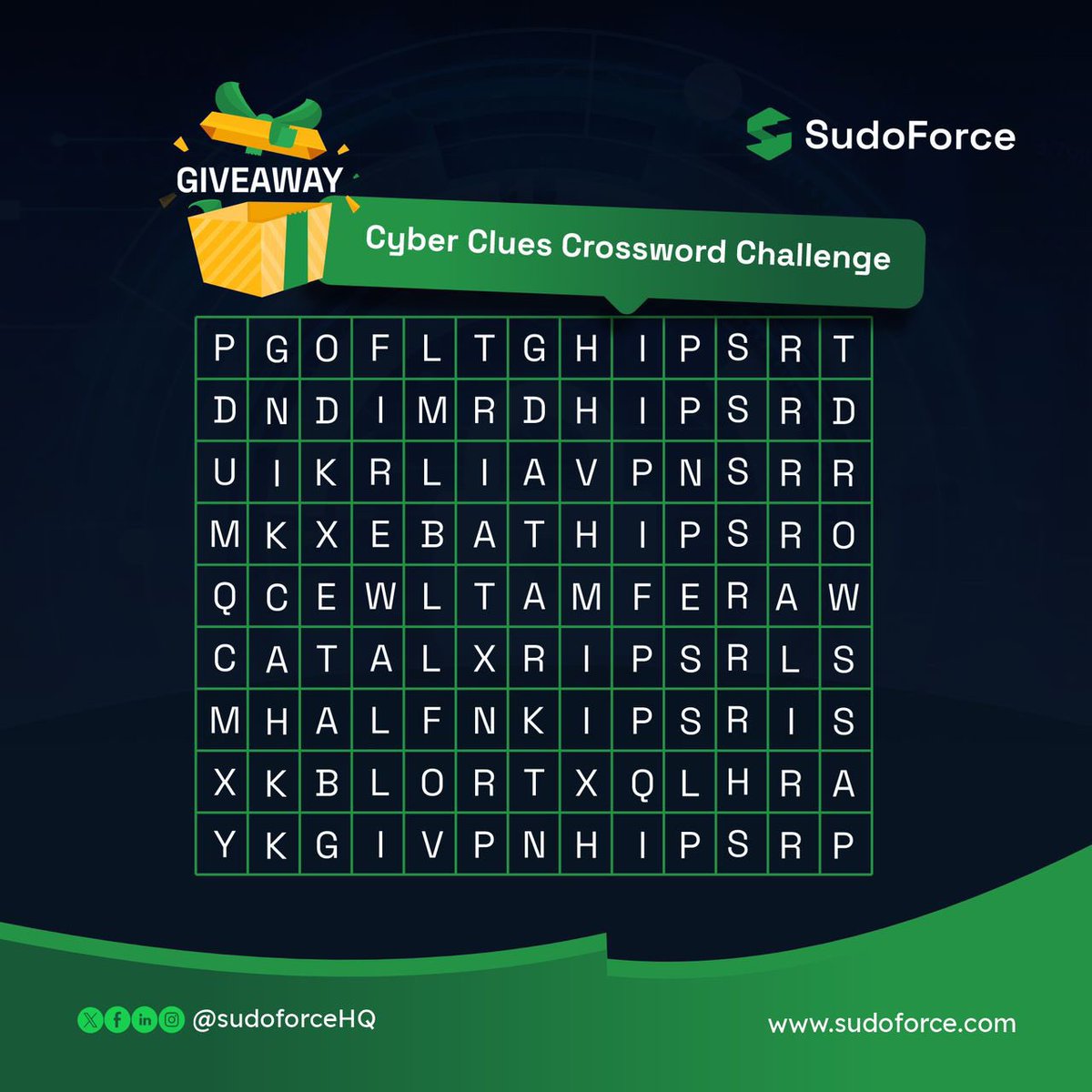 GIVEAWAY TIME!

Can you spot all the hidden #cybersecurity words in our puzzle?

First person to identify ALL the words wins a FREE @TryHackMe voucher!

Rules:

Follow us (<a href="/SudoForceHQ/">SudoForce</a> ) on all our social media platforms
Like this post
Comment with the hidden words
Tag 3 friends