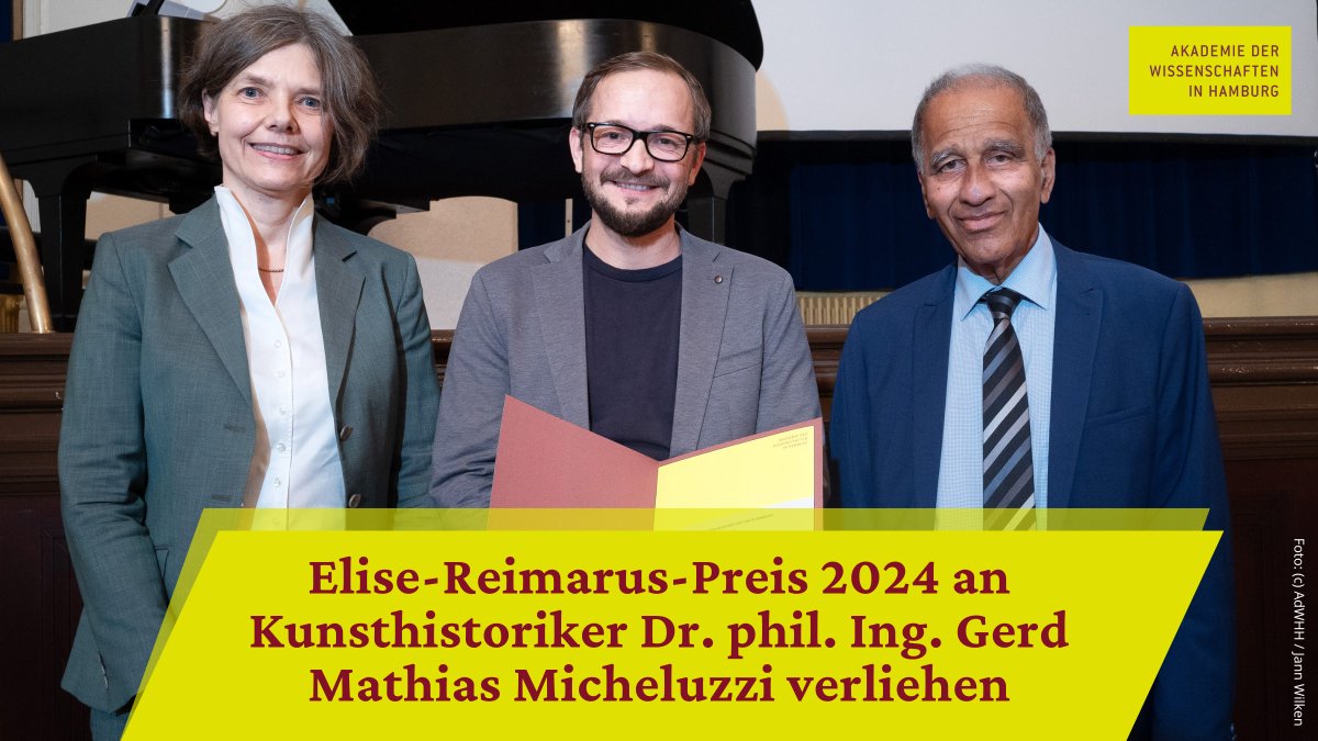 Akademie der Wissenschaften in Hamburg (@awhamburg) on Twitter photo Elise-Reimarus-Preis 2024 vergeben: Für seine mutige #Dissertation über Funktionen des Schlagschattens in der italienischen #Malerei des Mittelalters hat die Akademie #GerdMathiasMicheluzzi <a href="/unihh/">Universität Hamburg</a> am Freitag ausgezeichnet.
#Pionierarbeit #Kunstgeschichte
awhamburg.de/aktuell/presse… Elise-Reimarus-Preis 2024 vergeben: Für seine mutige #Dissertation über Funktionen des Schlagschattens in der italienischen #Malerei des Mittelalters hat die Akademie #GerdMathiasMicheluzzi <a href="/unihh/">Universität Hamburg</a> am Freitag ausgezeichnet.
#Pionierarbeit #Kunstgeschichte
awhamburg.de/aktuell/presse…