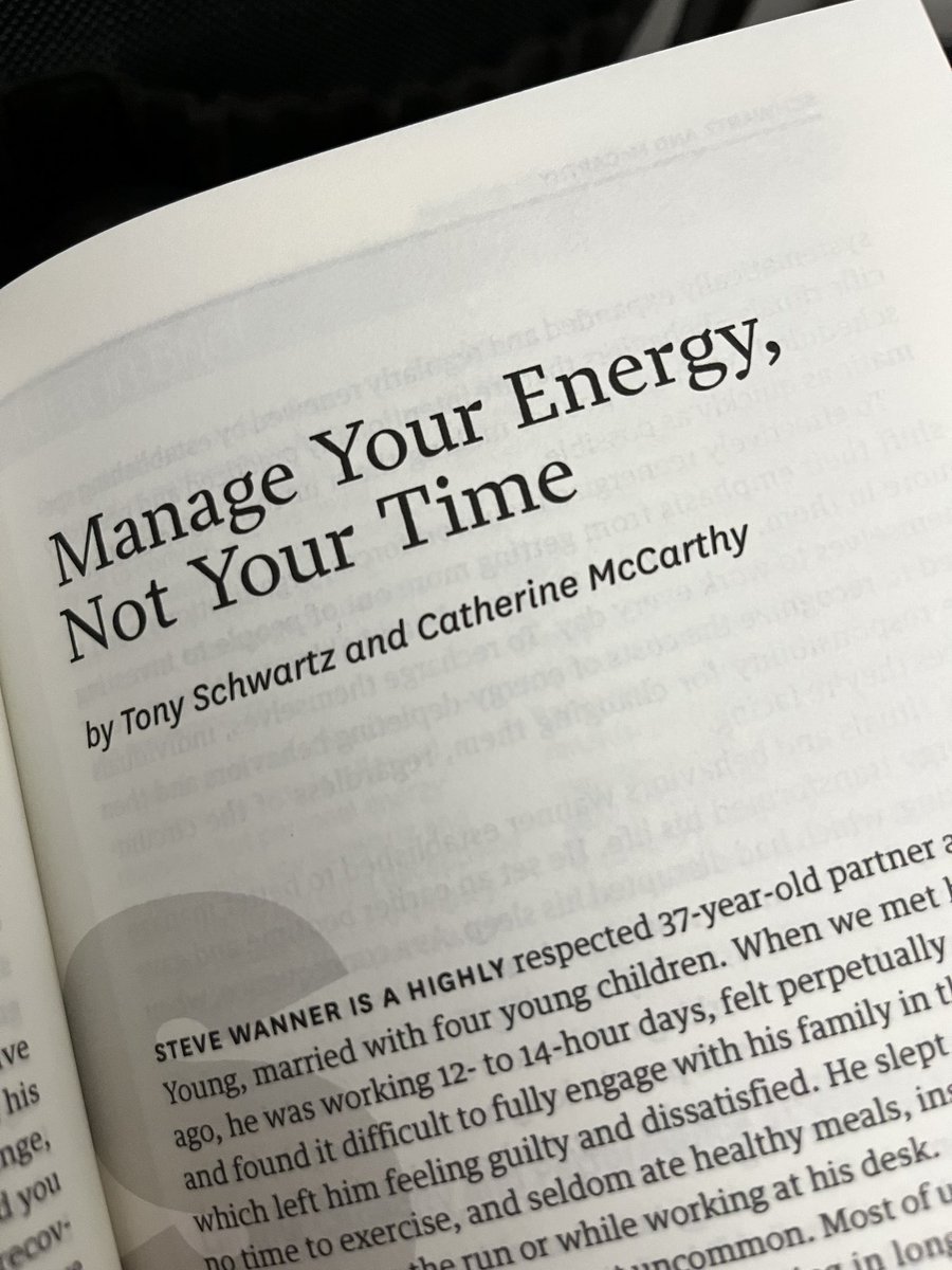 I finally found it! A helpful read on why &amp; how to manage energy not time. 

Useful to consider in context of #4dayworkweek - how can we bring the best versions of ourselves to work &amp; our lives?

It mentions how contributing to a purpose helps our energy - #volunteering anyone?