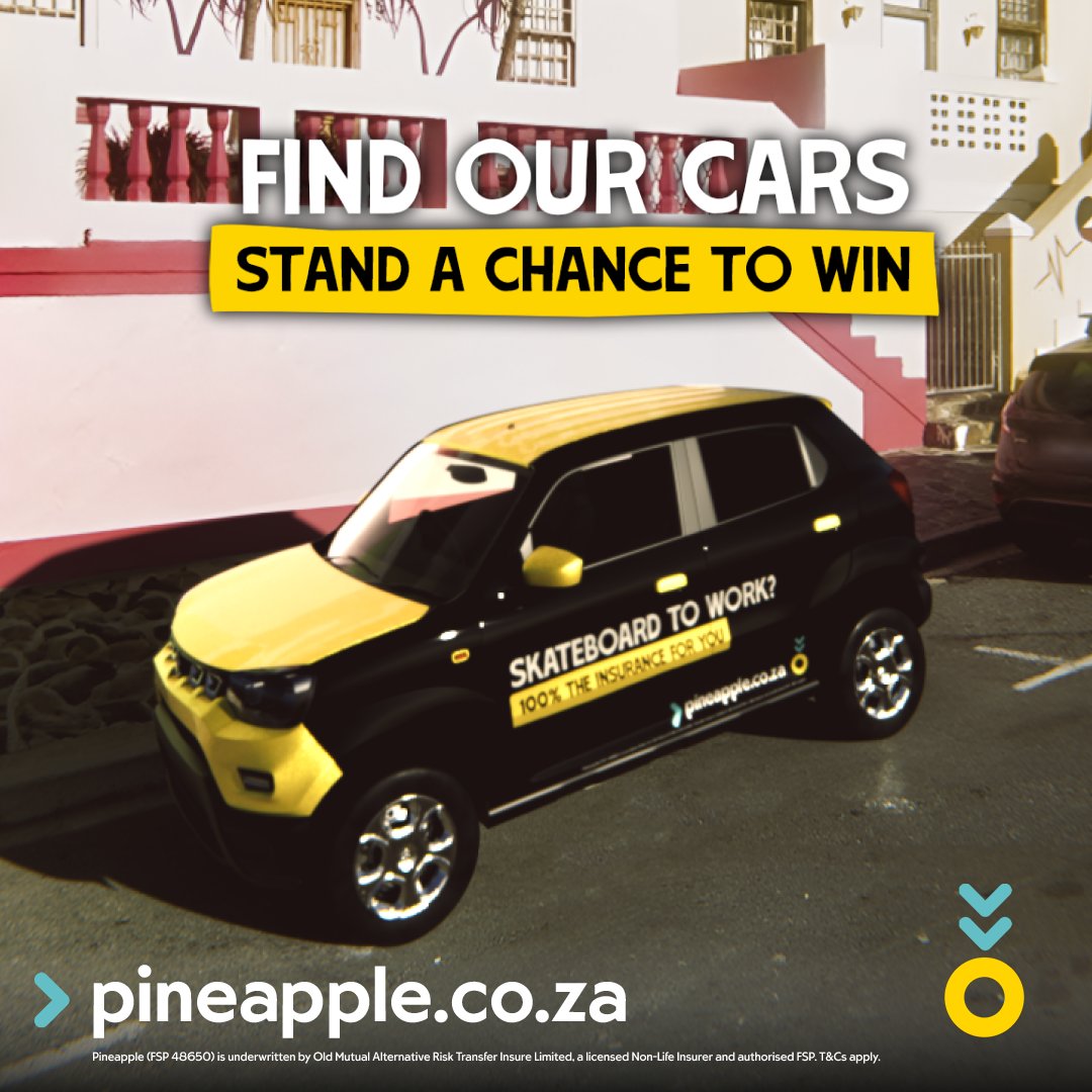Pineapple_SA's tweet photo. Awe mense van die Kaap, skateboard wheel fell off? Here's a R1 000 Takealot voucher to get you some new wheels🛹🚦  

Here's how to enter :  

1. Take a picture of any of our Ubers 
2. Post the snap onto your story  
3. Tag us @pineapple_sa  

(Psssst if you tag 3 friends in the comments below you get an extra entry👀😏)  

Winners announced every Friday.🎉 T's and C's apply. This competition is for Capetonians only.Please make sure your account is public for your entry to be valid. 😉

#PineappleSA #PineappleUber