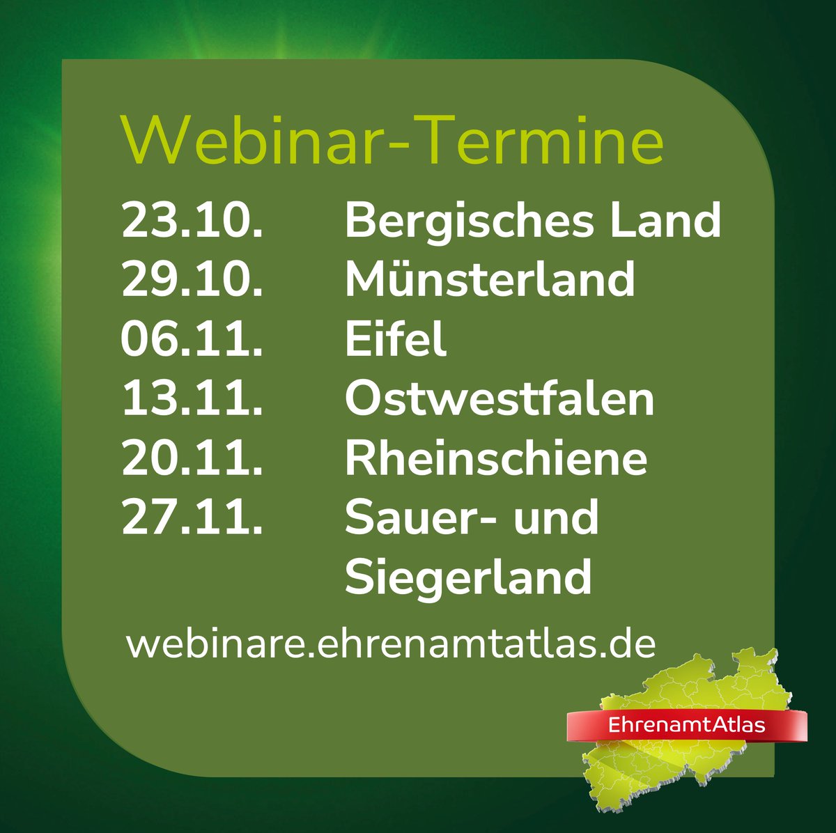 Ihr kommt aus #NRW und interessiert euch für Daten zum Ehrenamt in eurer Region? Dann  können wir euch die aktuellen Webinare von <a href="/westlotto/">WestLotto</a> empfehlen, u.a. mit Ehrenamtsforscherin Prof. Dr. Andrea Walther. Mehr Infos findet ihr hier: webinare.ehrenamtatlas.de #EhrenamtAtlas