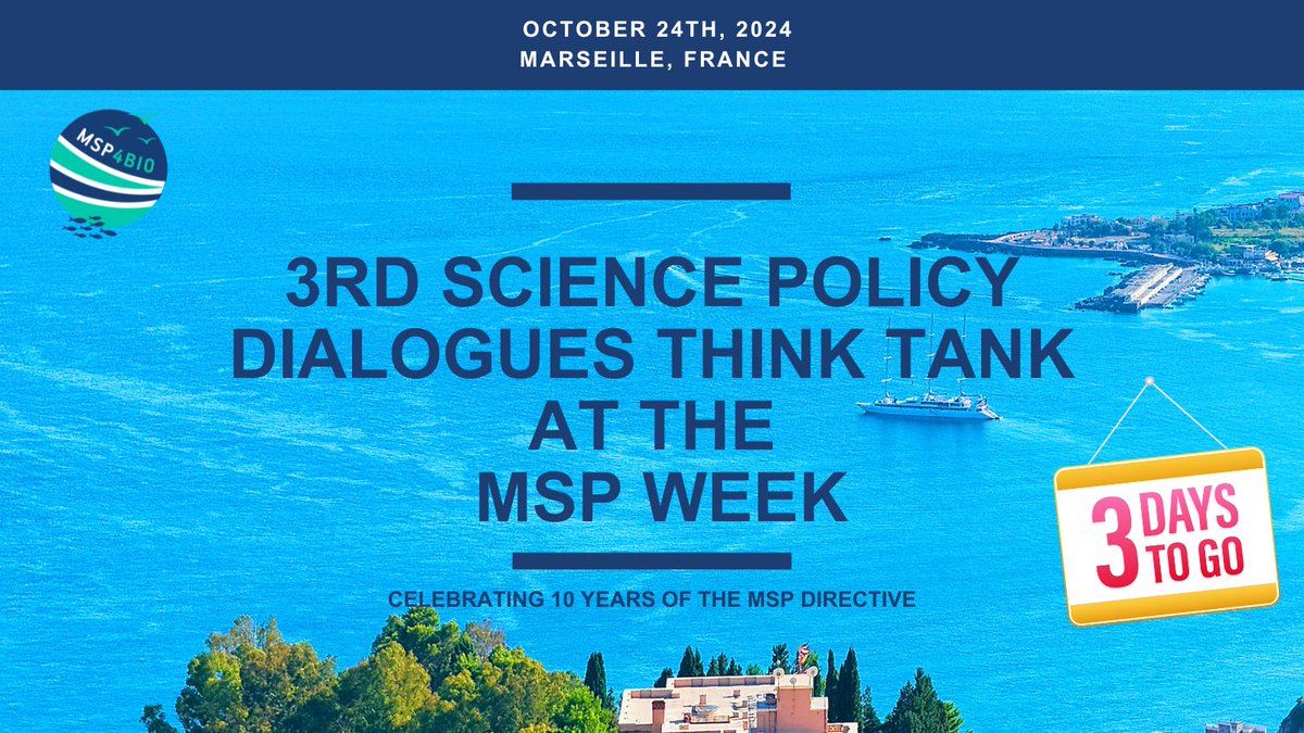 In 3 days, #MSP4BIO will host its 3rd Think Tank in Marseille🇫🇷, bringing together projects, experts and #PolicyMakers to co-develop solutions for better #biodiversity #integration into #MSP

🗓️Happening on October 24th! 

ℹ️Full agenda available here: lnkd.in/duSgx_Kz